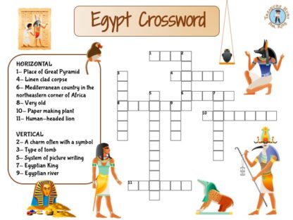 Ancient Egypt crossword puzzle for kids to print