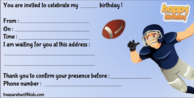Football birthday party invitation