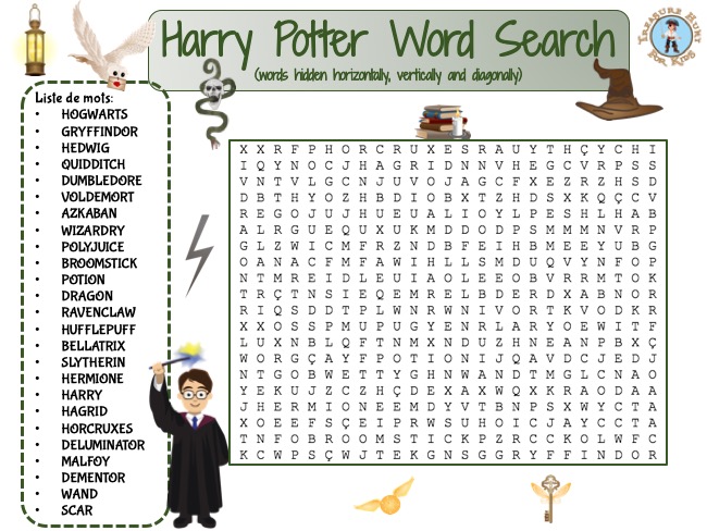 Harry Potter Word Search Puzzle FREE Game Treasure Hunt 4 Kids