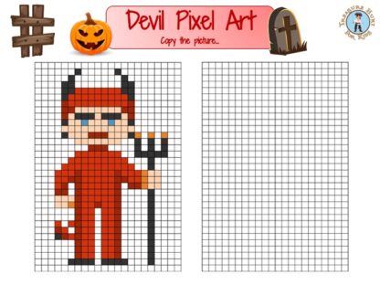 Devil pixel art to print for free