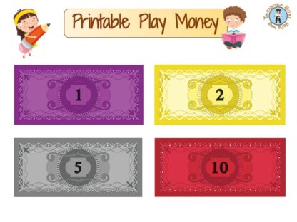 Free printable play money for kids