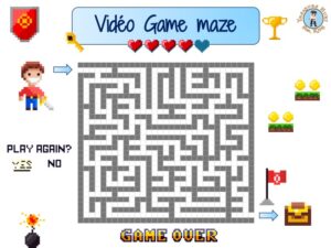 Video Game maze - Free Printable Puzzle - Treasure hunt 4 Kids