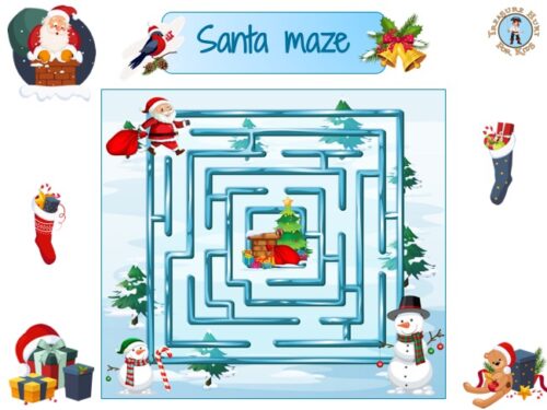 Santa maze to print for kids