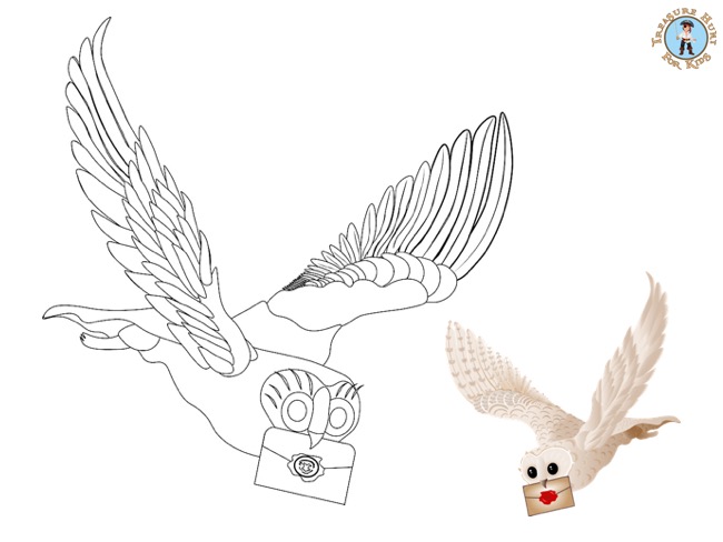 Hedwig Coloring Page - Harry Potter's owl - Treasure hunt 4 Kids