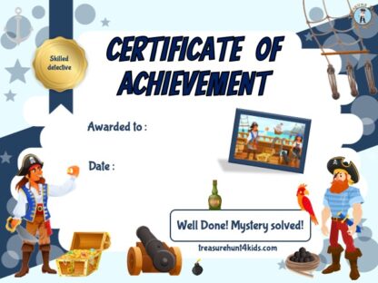Pirate adventure certificate