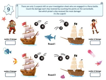 Pirate investigation clue for kids aged 4-5 years