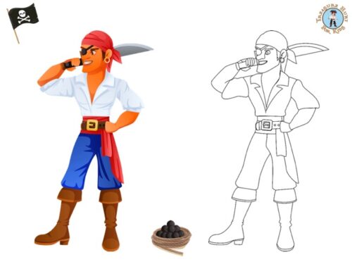 Pirate with sword coloring page