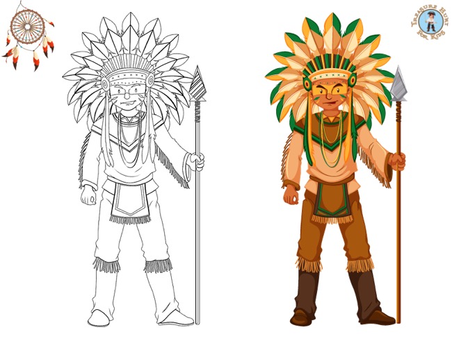 Native american chief coloring page
