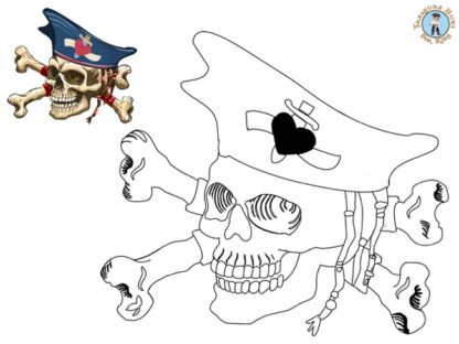 Skull and crossbones coloring page