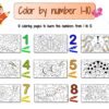 Color by number 1-10 worksheets