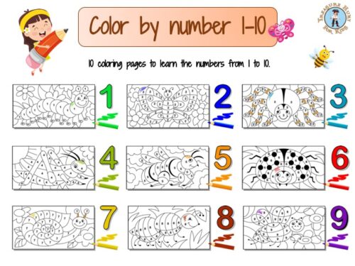 Color by number 1-10 worksheets