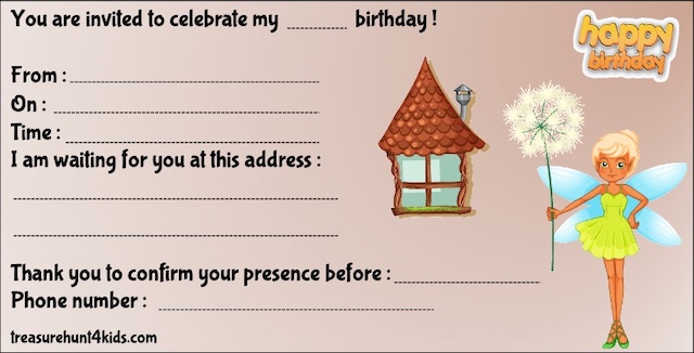 Free printable fairy birthday party invitation