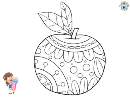 apple coloring page with details