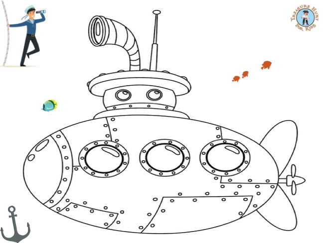 Submarine coloring page