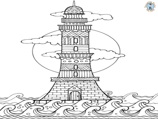lighthouse detailed coloring page