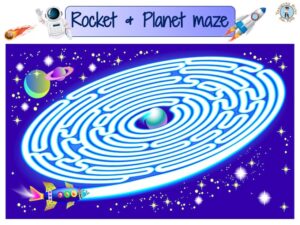 Rocket &amp; Planet maze - Free printables - Treasure hunt 4 Kids