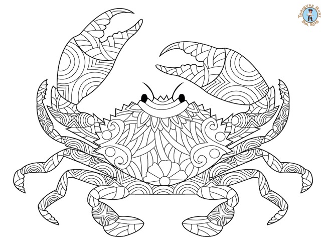 Crab detailed coloring page