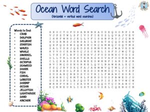 Ocean Word Search puzzle - FREE game - Treasure hunt 4 Kids