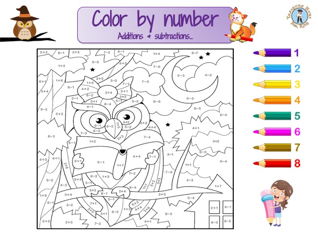 Owl color by number