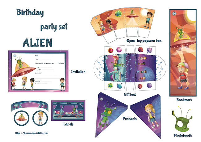 Alien birthday party printables