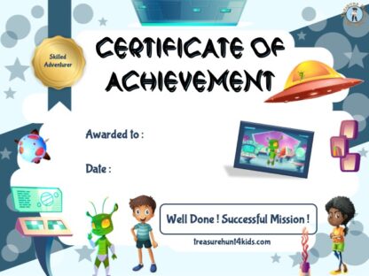 Alien mystery party game certificate