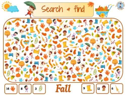 Fall look and find hidden pictures
