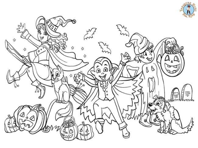Halloween costumes coloring page