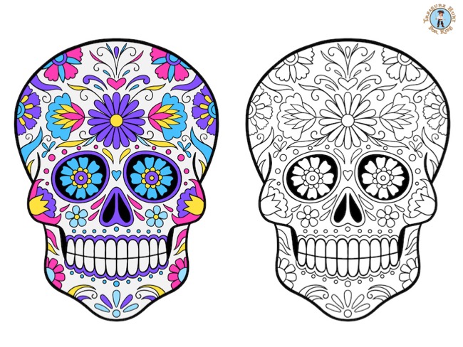 Mexican sugar skull coloring page