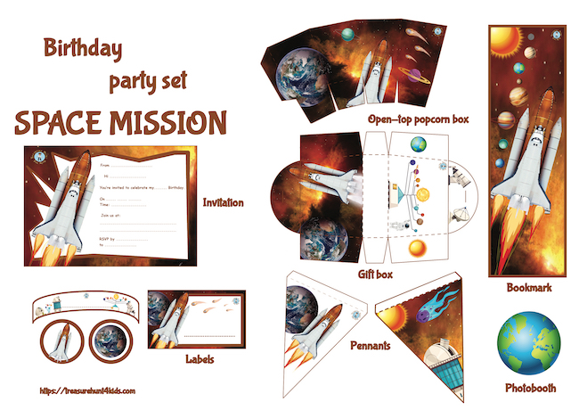 Space mission birthday party printables