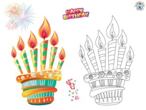 Birthday Cake Coloring Page - Treasure hunt 4 Kids