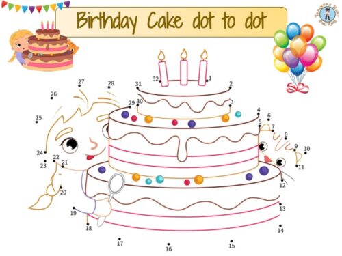 Birthday cake dot to dot