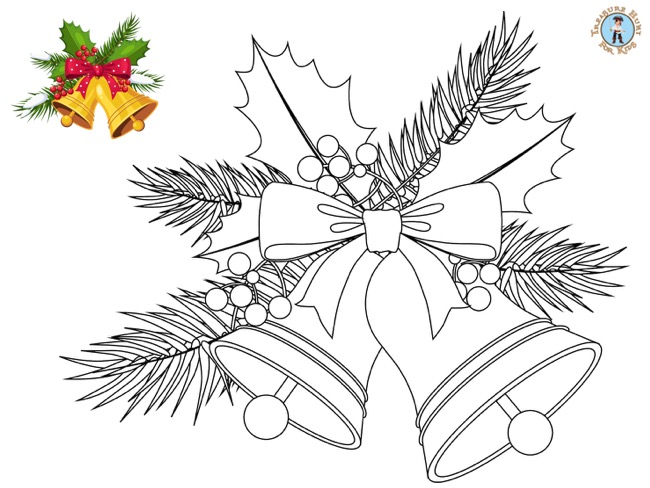 Christmas Bells Coloring Page - Treasure hunt 4 Kids
