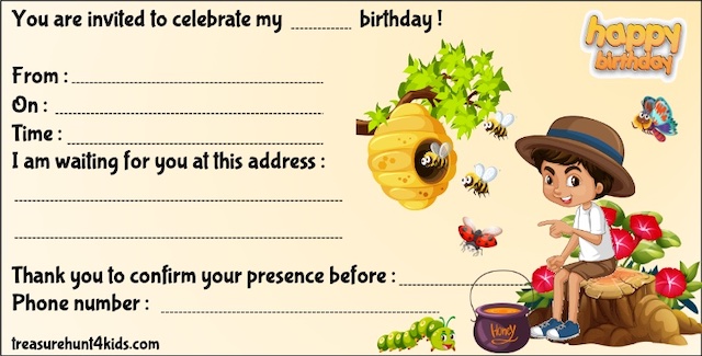 Insect birthday party invitation