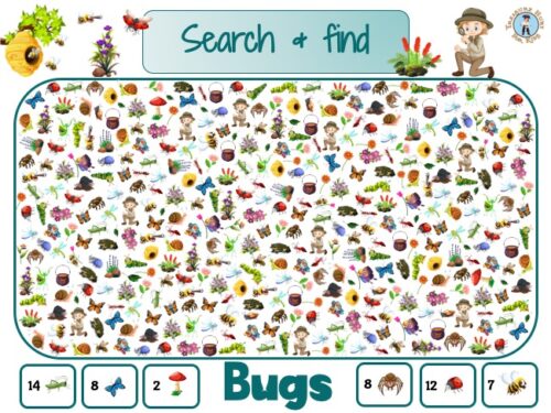 Bug I spy game - Search and find printable activity