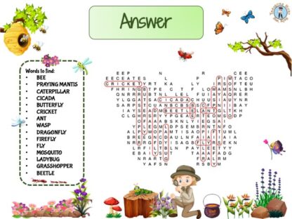 Printable Insect word search