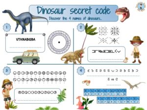Dinosaur Secret Code Writing Dinosaur secret codes - Treasure hunt 4 Kids