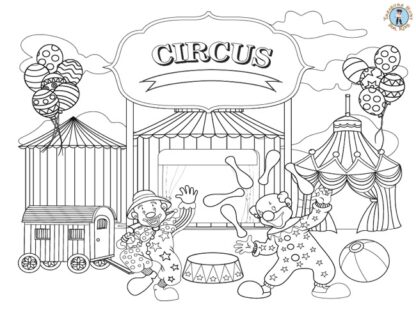 Funny clowns coloring page