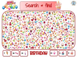 Birthday I Spy Game - Treasure hunt 4 Kids - Look & Find activity