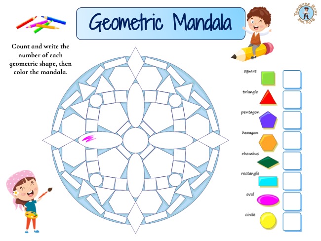 Geometric mandala coloring page