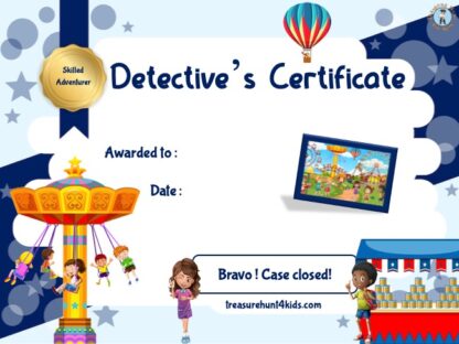 Amusement Park Detective Mystery certificate