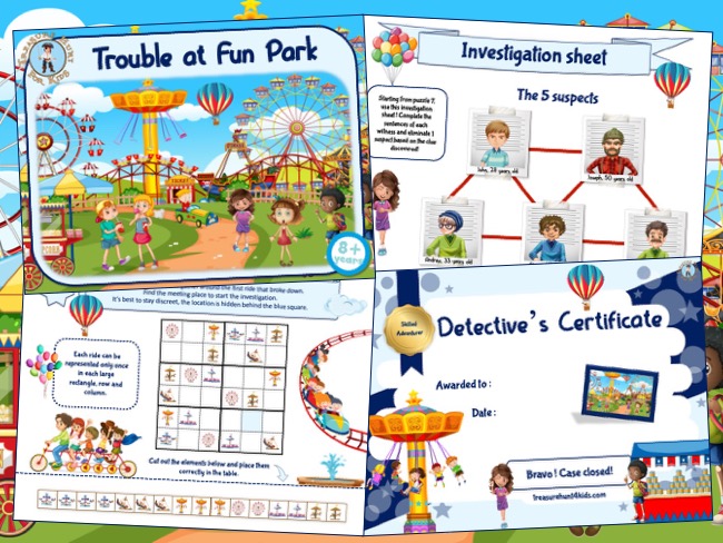Amusement Park Detective Mystery party game
