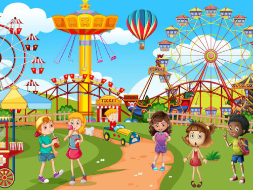 Amusement Park investigation game for kids