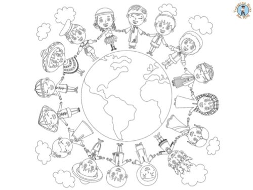 Children of the world coloring page