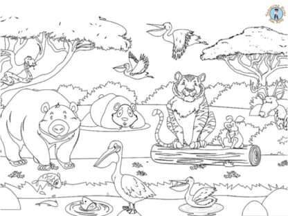 Savanna animals coloring page