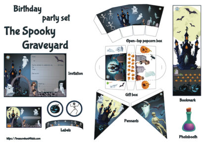 Spooky graveyard birthday party printables
