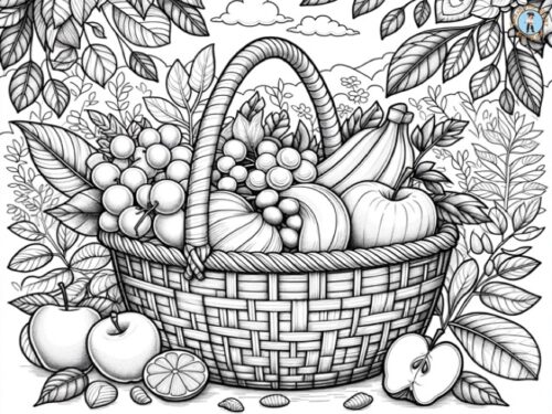 Fruit basket coloring page