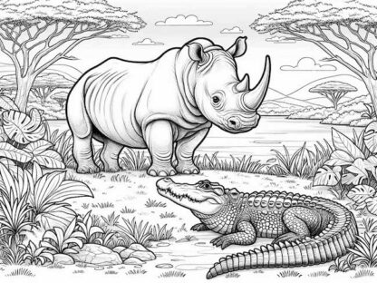 Wild Animals Instant Download Coloring Page