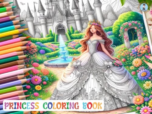 Princess digital coloring book