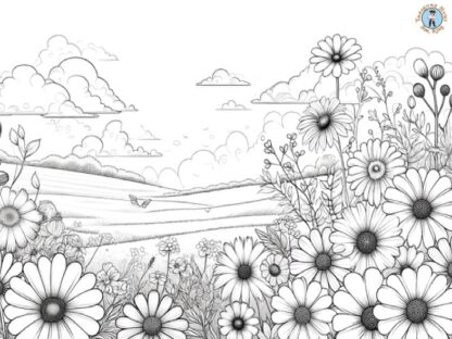 Flower Field Coloring Page