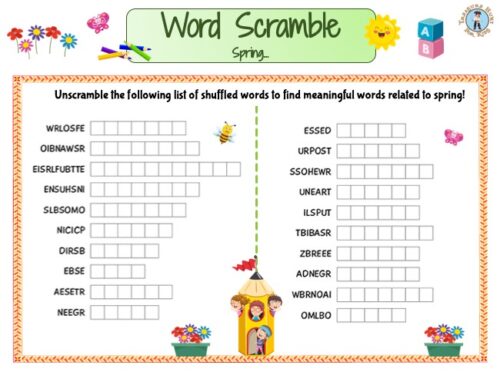 Spring Word Scramble: Fun Learning Game for Kids